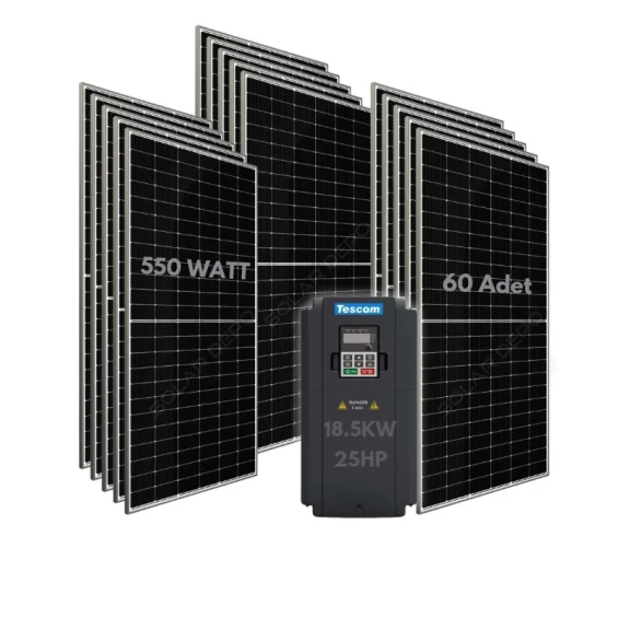 18.5KW 25HP 3Faz 380V Güneş Paneli ile Dalgıç Pompa Sistemi