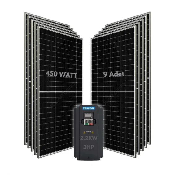 2.2KW 3HP 3Faz 220V Güneş Paneli ile Dalgıç Pompa Sistemi