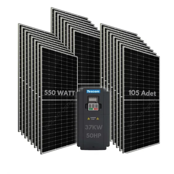 37KW 50HP 3Faz 380V Güneş Paneli ile Dalgıç Pompa Sistemi