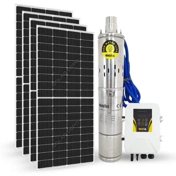 4 Adet Güneş Paneli ile Çalışan Hegel 96 Volt Dc Pompalı Sulama Paketi - Max.90 Metre - Max.7.5 Ton Su