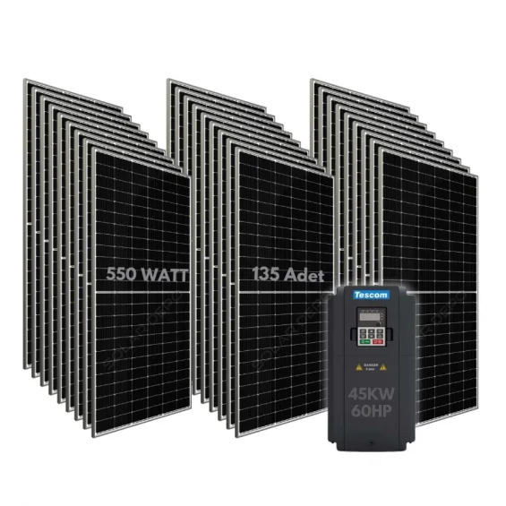 45KW 60HP 3Faz 380V Güneş Paneli ile Dalgıç Pompa Sistemi