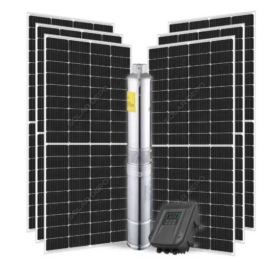 6 Adet Güneş Paneli ile Çalışan GMG 110 Volt Dc Pompalı Sulama Paketi - Max.140 Metre - Max.6 Ton Su