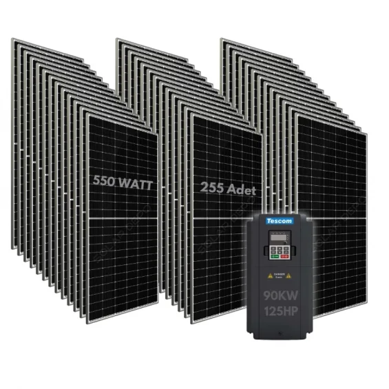 90KW 125HP 3Faz 380V Güneş Paneli ile Dalgıç Pompa Sistemi