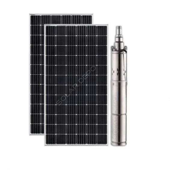 2 adet Güneş Paneli ile Çalışan 60 Volt Sulama Paketi - Max.110 Metre - Max.2m³ Su