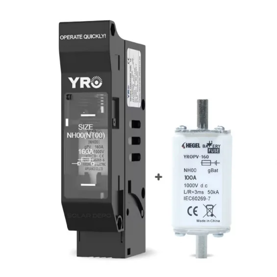 Hegel DC Bıçaklı 1000V 160A Sigorta Yuvası + Hegel DC Bıçaklı 100A 1000V Sigorta