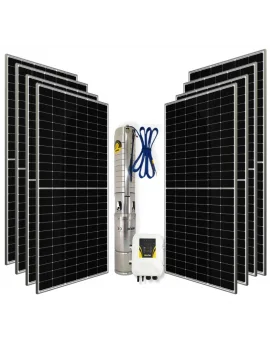 8 adet Güneş Paneli ile Çalışan 2200 Watt Sulama Paketi - Max.200 Metre - Max.7.5m³ Su