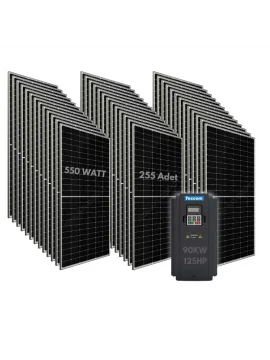 90KW 125HP 3Faz 380V Güneş Paneli ile Dalgıç Pompa Sistemi