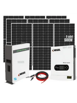 Tam Off Grid 10KWH Solar Enerji Paketi – 9x600W Gazioğlu Panel + Hegel 51.2V 200Ah LiFePO4 Akü + 6KW İnverter