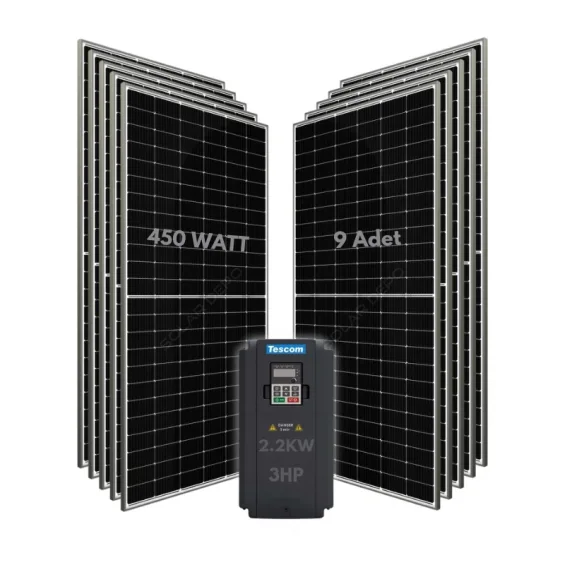 2.2KW 3HP 3Faz 220V Güneş Paneli ile Dalgıç Pompa Sistemi