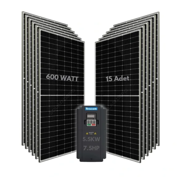 5.5KW 7.5HP 3Faz 380V Güneş Paneli ile Dalgıç Pompa Sistemi