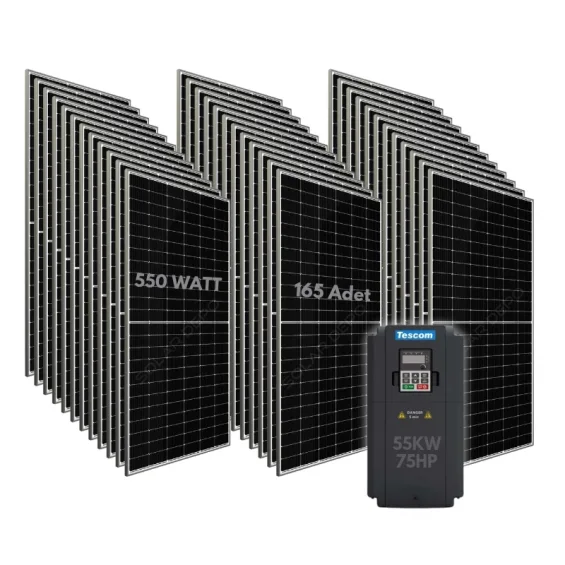 55KW 75HP 3Faz 380V Güneş Paneli ile Dalgıç Pompa Sistemi