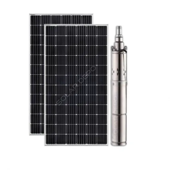 2 adet Güneş Paneli ile Çalışan 60 Volt Sulama Paketi - Max.110 Metre - Max.2m³ Su