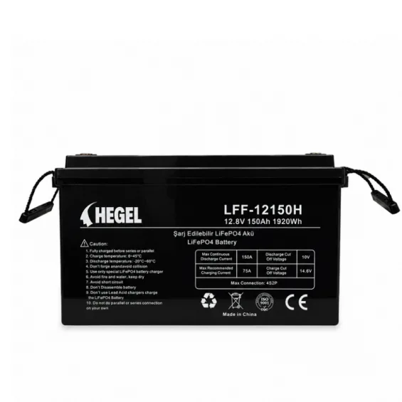 Hegel 12.8V 150Ah LiFePO4 Lityum Akü + Bluetooth