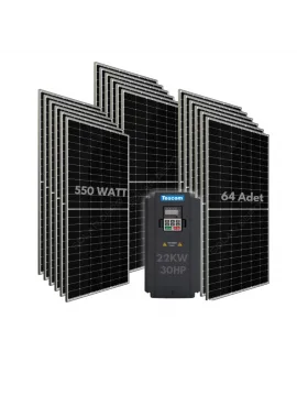 22KW 30HP 3Faz 380V Güneş Paneli ile Dalgıç Pompa Sistemi