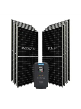 2.2KW 3HP 3Faz 220V Güneş Paneli ile Dalgıç Pompa Sistemi