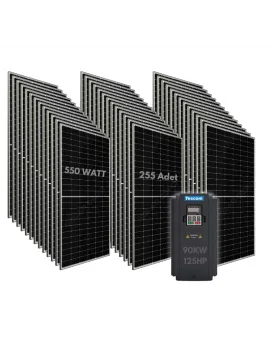 90KW 125HP 3Faz 380V Güneş Paneli ile Dalgıç Pompa Sistemi