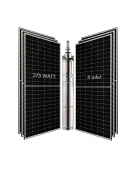 6 adet Güneş Paneli ile Çalışan 72 Volt Sulama Paketi - Max.120 Metre - Max.2m³ Su