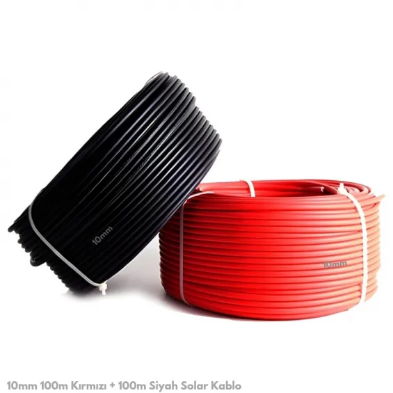 10mm 100m Kırmızı + 100m Siyah Çift İzolasyonlu Solar Kablo