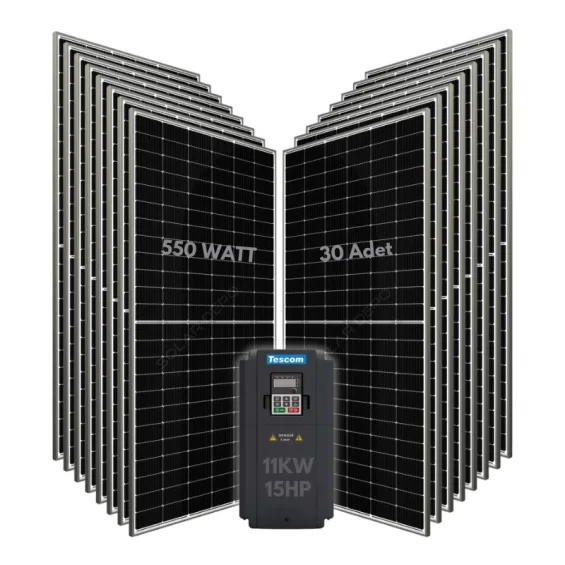 11KW 15HP 3Faz 380V Güneş Paneli ile Dalgıç Pompa Sistemi