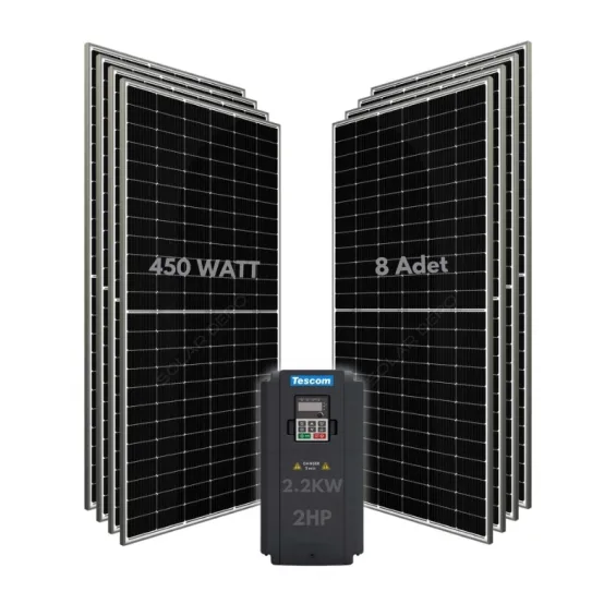 1.5KW 2HP 3Faz 380V Güneş Paneli ile Dalgıç Pompa Sistemi