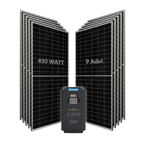 2.2KW 3HP 3Faz 220V Güneş Paneli ile Dalgıç Pompa Sistemi