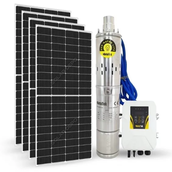 4 Adet Güneş Paneli ile Çalışan Hegel 96 Volt Dc Pompalı Sulama Paketi - Max.90 Metre - Max.7.5 Ton Su