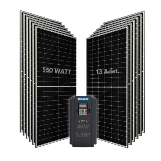 4KW 5.5HP 3Faz 380V Güneş Paneli ile Dalgıç Pompa Sistemi