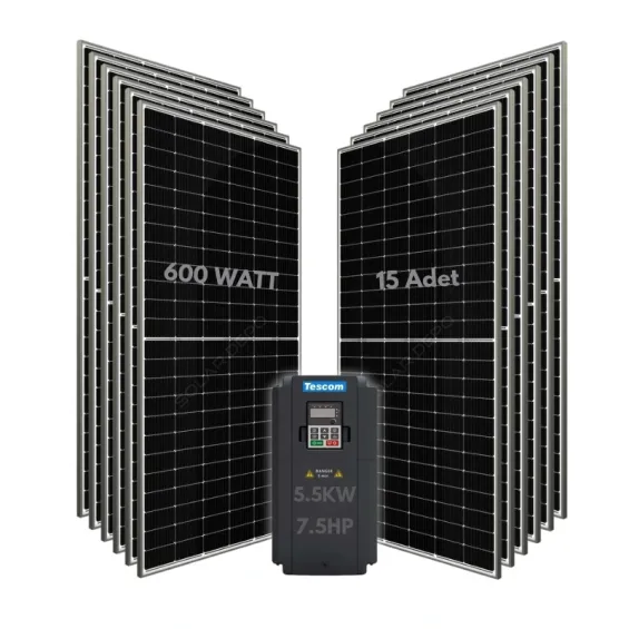 5.5KW 7.5HP 3Faz 380V Güneş Paneli ile Dalgıç Pompa Sistemi