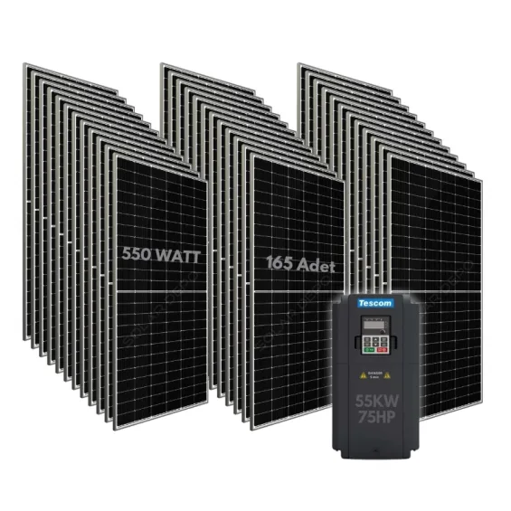 55KW 75HP 3Faz 380V Güneş Paneli ile Dalgıç Pompa Sistemi