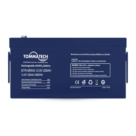 TommaTech 12.8V 200Ah Şarj Edilebilir LiFePO4 Lityum Batarya
