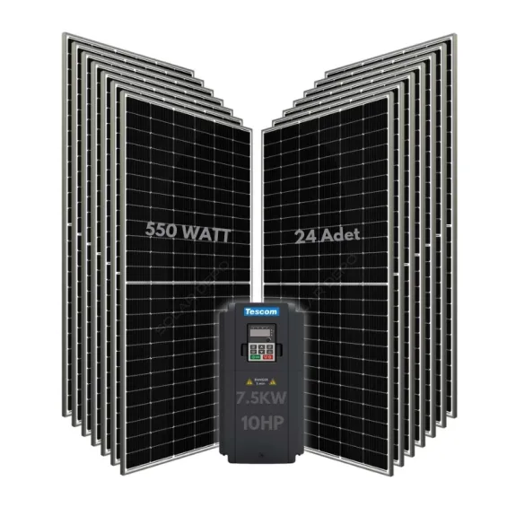 7.5KW 10HP 3Faz 380V Güneş Paneli ile Dalgıç Pompa Sistemi