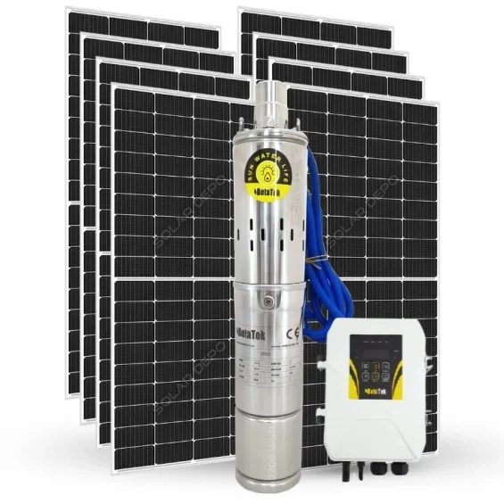 8 adet Güneş Paneli ile Çalışan 2200 Watt Sulama Paketi - Max.120 Metre - Max.11 Ton Su