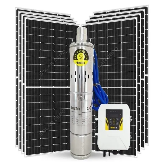 8 Adet Güneş Paneli ile Çalışan Hegel 2200 Watt DC-AC Pompalı Sulama Paketi - Max.200 Metre - Max.7.5 Ton Su