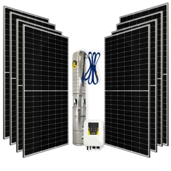 8 Adet 550W Güneş Paneli ile Çalışan Hegel 2200 Watt DC-AC Max.200 Metre Pompa Paketi