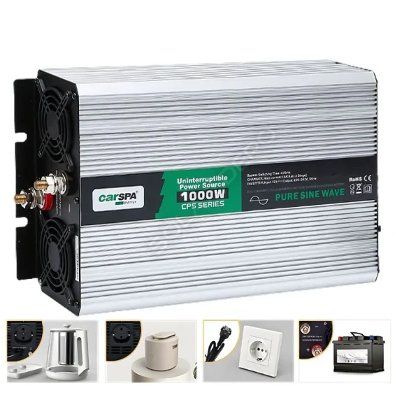 Carspa 1KW 1000 Watt 12 Volt Tam Sinüs Karavan İnverteri - Şebekeden Şarjlı
