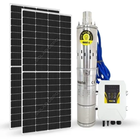 2 Adet Güneş Paneli ile Çalışan Hegel 48 Volt Dc Pompalı Sulama Paketi - Max.70 Metre - Max.4 Ton Su