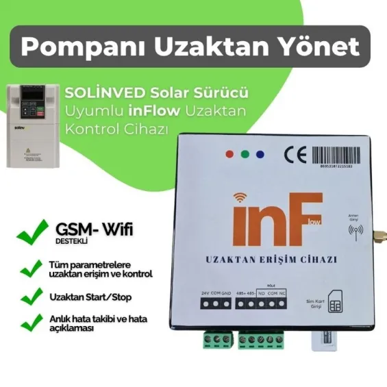 Solar Sürücülerle Uyumlu GSM-Wifi Destekli inFlow Uzaktan Kontrol Erişim Cihazı