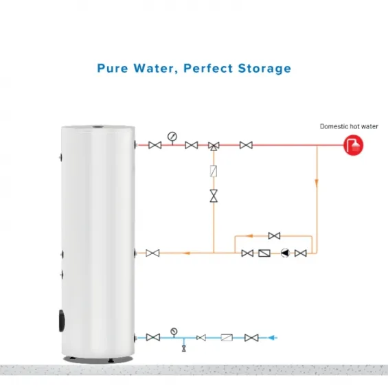 Solimpeks 300 Litre Dikey Emaye Akümülasyon Tankı
