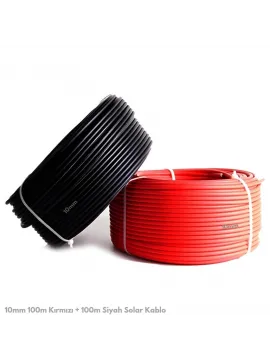 10mm 100m Kırmızı + 100m Siyah Çift İzolasyonlu Solar Kablo