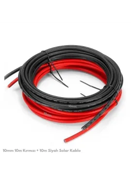 10mm 10m Kırmızı + 10m Siyah Çift İzolasyonlu Solar Kablo