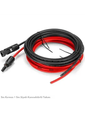 4mm 5m Kırmızı + 5m Siyah Solar Kablo ve Konnektör Set