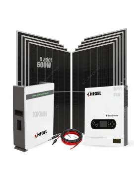 Tam Off Grid 10KWH Solar Enerji Paketi – 9x600W Gazioğlu Panel + Hegel 51.2V 200Ah LiFePO4 Akü + 6KW İnverter