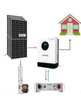 Lityum Akülü Solar Pompalı Bağ Evi Paketi - Buzdolabı + TV+ Aydınlatma + 110V Dalgıç Pompa