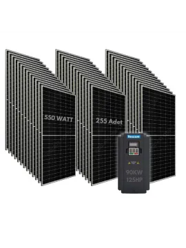 90KW 125HP 3Faz 380V Güneş Paneli ile Dalgıç Pompa Sistemi