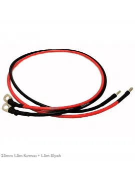 Akü Bağlantı Kablosu 25mm - 1.5 metre Kırmızı + 1.5 metre Siyah