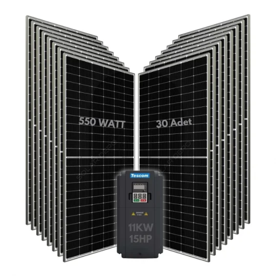 11KW 15HP 3Faz 380V Güneş Paneli ile Dalgıç Pompa Sistemi