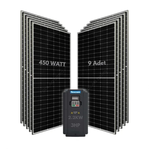2.2KW 3HP 3Faz 220V Güneş Paneli ile Dalgıç Pompa Sistemi