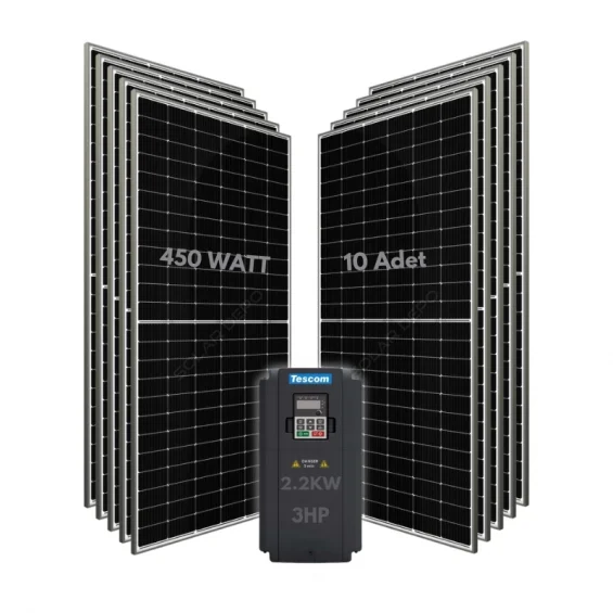 2.2KW 3HP 3Faz 380V Güneş Paneli ile Dalgıç Pompa Sistemi