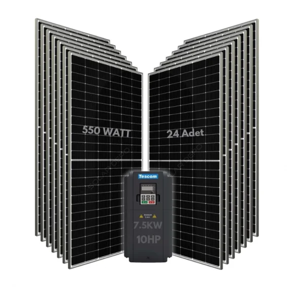 7.5KW 10HP 3Faz 380V Güneş Paneli ile Dalgıç Pompa Sistemi