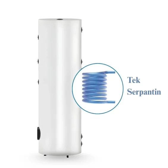 Solimpeks 200 Litre Emaye Boyler - Dik Tip Tek Serpantin 1m²